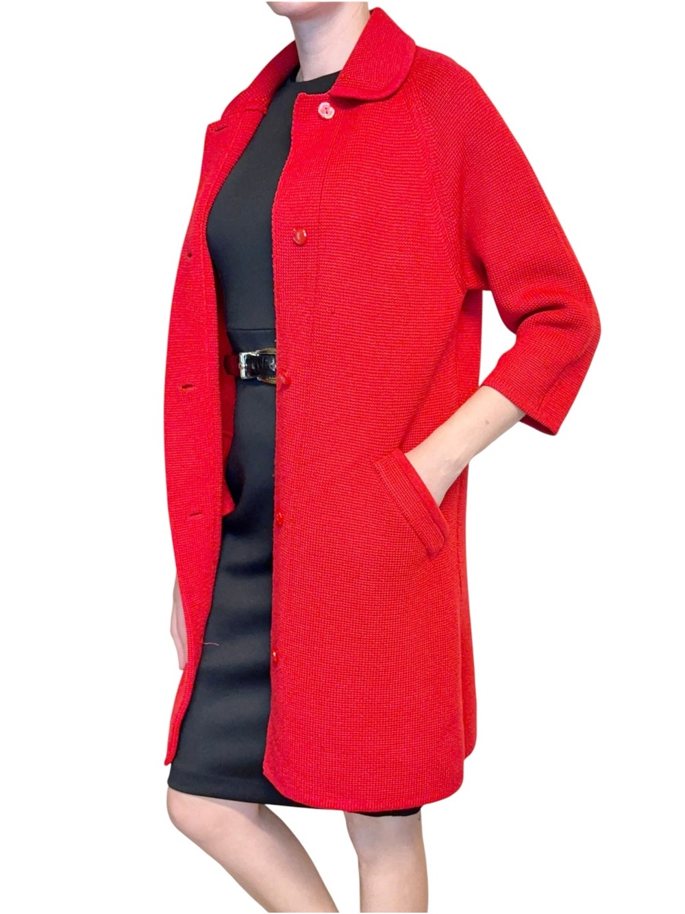 Vintage 60s Dorce LeRoy Knitwear Red Wool Coat Jacket